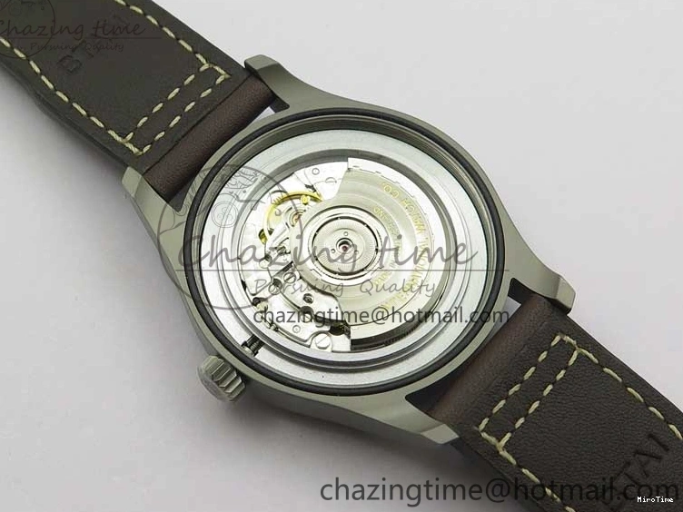 MIROTIME 0323 Mark XVIII IW327006 Titanium V7F 1:1 Best Edition Black Dial on Brown Leather Strap A Attractive 7080
